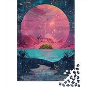 Rompecabezas para Adultos 1000 Rompecabezas Abstract Sunset Palm Tree Art Print Rompecabezas para Adultos Juego Familiar Decoración De Pared Oferta como Regalos para Toda La Familia 70x50cm/1000pcs
