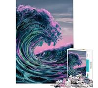 Rompecabezas para Adultos 1000 Rompecabezas Abstractos de Olas del océano Desafío Educativo Arte Mural Juego práctico para Mayores de 14 años Juego de Rompecabezas ofrecido (38x52cm)