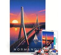 Rompecabezas para Adultos 1000 Rompecabezas Affiche Pont De Normandie, Juegos Familiares, interacción Entre Padres e Hijos, Regalos de Juegos desafiantes 38x52cm