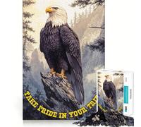 Rompecabezas para Adultos 1000 Rompecabezas Águila Calva Montaña Orgullo Borde Limpio Juego de lógica Rompecabezas Juego Lento Divertido Escena navideña Arte (50x75cm)