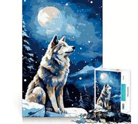 Rompecabezas para Adultos 1000 Rompecabezas Alaska Wolf Snow Pixel Art Exact Cut Art Juego Divertido para Relajarse Juego de decoración navideña para la Pared (38x52cm)