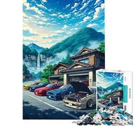 Rompecabezas para Adultos 1000 Rompecabezas Anime japonés Drift Haven - Póster de Garaje de Autos JDM Actividades Divertidas en casa Juegos Familiares para aliviar el estrés para Mayores de 14 años