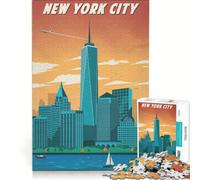 Rompecabezas para Adultos 1000 Rompecabezas Arte de Viajes a la Ciudad de Nueva York Juegos Divertidos Entrena tu Cerebro y Tus Manos Fortalece el Amor Entre Parejas 38x26cm