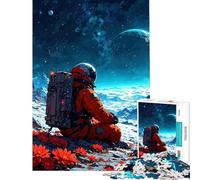 Rompecabezas para Adultos 1000 Rompecabezas Astronauta contemplando el Paisaje Espacial Actividades Divertidas en casa Carrera de Velocidad de Manos Juguete Educativo para Mayores Juego