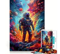 Rompecabezas para Adultos 1000 Rompecabezas Astronauta El Espacio es Salvaje Juego de lógica de Bordes limpios Juego Lento Divertido Escena navideña Arte (50x75cm)