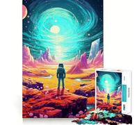 Rompecabezas para adultos 1000 rompecabezas Astronauta perdido en un planeta alienígena Arte de corte exacto Juego divertido de concentración Juego de relajación Decoración navideña para pared 38x26cm