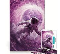 Rompecabezas para Adultos 1000 Rompecabezas Astronauta Surfista Espacial Borde Limpio Juego de lógica Rompecabezas Juego Lento Divertido Escena navideña Arte (38x26cm)