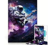 Rompecabezas para Adultos 1000 Rompecabezas Astronauta Tocando la Guitarra Juego de lógica de Bordes limpios Juego Lento Divertido Escena navideña Arte (50x75cm)
