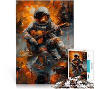 Rompecabezas para Adultos 1000 Rompecabezas “Astronauta Tocando la Guitarra” Madera，para Mayores de 14 años Juego Educativo para familias Juegos Juguetes Regalo。tamaño：50x75cm