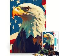 Rompecabezas para adultos 1000 rompecabezas Bandera estadounidense Águila calva Ilustración de arte patriótico Arte de corte exacto Juego divertido para concentrarse Juego para relajarse para la pared
