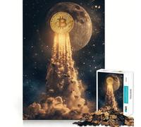 Rompecabezas para Adultos 1000 Rompecabezas Bitcoin a la Luna Arte de Corte preciso Juego Creativo Juguete Tiempo de Juego Relajante Escena navideña Arte (38x26cm)