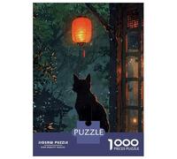 Rompecabezas para Adultos 1000 Rompecabezas Black Cat in Rainy Japanese Garden Rompecabezas para Adultos Juguete Decoración De Pared Aliviador De Estrés Regalos Y Cumpleaños Únicos 52x38cm/1000pcs