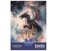 Rompecabezas para Adultos 1000 Rompecabezas Black Dragon and Castle Rompecabezas para Adultos Juguetes Antiestrés Mejora La Memoria Ayuda A Ejercitar El Cerebro 52x38cm/1000pcs