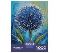 Rompecabezas para Adultos 1000 Rompecabezas Blue Echinops Flower Painting Rompecabezas para Adultos Juego Familiar Decoración De Pared Oferta como Regalos para Toda La Familia 38x26cm/1000pcs