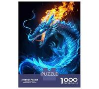 Rompecabezas para Adultos 1000 Rompecabezas Blue Fire Dragon Art Print-1 Rompecabezas para Adultos Juego Práctico para La Diversión Familiar Regalos Y Cumpleaños Únicos 52x38cm/1000pcs