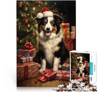 Rompecabezas para Adultos 1000 Rompecabezas Border Collie Navidad Hecho de Madera para Mayores de 14 años Juegos educativos Decoración del hogar Regalos de Amigo Secreto tamaño:50x75cm