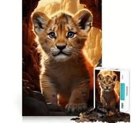 Rompecabezas para Adultos 1000 Rompecabezas Cachorro de león Juego de lógica de Bordes limpios Juego Lento Divertido Escena navideña Arte (50x75cm)