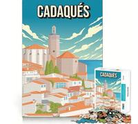 Rompecabezas para Adultos 1000 Rompecabezas Cadaqués Paisaje Urbano Póster de Viaje Arte Juego de Ajuste Exacto Rompecabezas Regalo Tiempo Tranquilo y Divertido Regalo de Arte navideño (38x52cm)