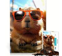 Rompecabezas para Adultos 1000 Rompecabezas Capibara Feliz Sé Capy Juego de Ajuste Exacto Rompecabezas Regalo de ingenio Tiempo de diversión Tranquilo Regalo de Arte navideño (50x75cm)