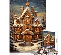 Rompecabezas para Adultos 1000 Rompecabezas Casa de Jengibre navideña Juguetes antiestrés Gran Regalo para Juegos Juego práctico Ayuda a ejercitar el Cerebro Tamaño 50x75cm
