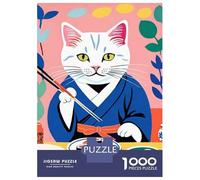 Rompecabezas para Adultos 1000 Rompecabezas Cat Sushi Master Rompecabezas para Adultos Juguete Decoración De Pared Aliviador De Estrés Regalos Y Cumpleaños Únicos 70x50cm/1000pcs