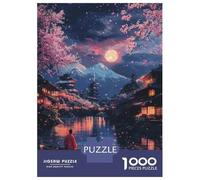 Rompecabezas para Adultos 1000 Rompecabezas Cherry Blossom Moonlit River Rompecabezas para Adultos Juego Familiar Patrón De Ensamblaje Regalos Y Cumpleaños Únicos 38x26cm/1000pcs