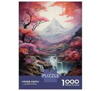 Rompecabezas para Adultos 1000 Rompecabezas Cherry Blossom Waterfall Landscape Rompecabezas para Adultos Juego Práctico para La Diversión Familiar Regalos Y Cumpleaños Únicos 38x26cm/1000pcs
