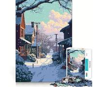 Rompecabezas para Adultos 1000 Rompecabezas Ciudad Americana Invierno Pixel Exact Cut Art Juego Divertido para concentrarse Juego para Relajarse Decoración navideña para la Pared (38x52cm)