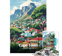 Rompecabezas para Adultos 1000 Rompecabezas Ciudad del Cabo Sudáfrica Ilustración Juegos relajantes Desafío de Inteligencia Cerebral Juguetes adictivos Regalo Divertido Desafío difícil (38x52cm)