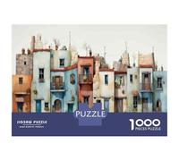 Rompecabezas para Adultos 1000 Rompecabezas Colorful Mediterranean Village Scene Rompecabezas para Adultos Juego Familiar Decoración De Pared Oferta como Regalos para Toda La Familia 38x26cm/1000pcs