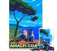 Rompecabezas para Adultos 1000 Rompecabezas Costa Amalfitana Bordes limpios Juego de lógica Rompecabezas Juego Lento Divertido Escena navideña Arte (38x52cm)