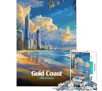Rompecabezas para Adultos 1000 Rompecabezas Costa Dorada Australia Playa Horizonte Juegos relajantes Desafío de Inteligencia Cerebral Juguetes adictivos Regalo Divertido Desafío difícil (38x52cm)