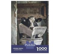 Rompecabezas para Adultos 1000 Rompecabezas Cow Reading Newspaper Rompecabezas para Adultos Juguete Decoración De Pared Aliviador De Estrés Regalos Y Cumpleaños Únicos 52x38cm/1000pcs
