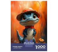 Rompecabezas para Adultos 1000 Rompecabezas Cute Alligator with A Hat Rompecabezas para Adultos Juego Familiar Decoración De Pared Oferta como Regalos para Toda La Familia 38x26cm/1000pcs