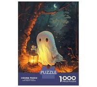 Rompecabezas para Adultos 1000 Rompecabezas Cute Spooky Ghost Holding A Lantern Rompecabezas para Adultos Juego Familiar Decoración De Pared Oferta como Regalos para Toda La Familia 38x26cm/1000pcs