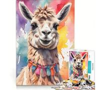 Rompecabezas para Adultos 1000 Rompecabezas de Acuarela con Llamas Juegos Familiares interacción Entre Padres e Hijos Regalos de Juegos desafiantes 38x52cm