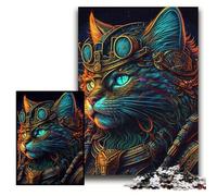 Rompecabezas para Adultos 1000 Rompecabezas de Guerreros Gatos psicodélicos 26x38cm Perfecto para Regalos de cumpleaños, Navidad y Halloween