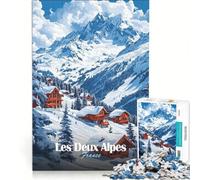 Rompecabezas para Adultos 1000 Rompecabezas de la estación de esquí Les Deux Alpes Juegos Familiares interacción Entre Padres e Hijos Regalos de Juegos desafiantes 38x52cm