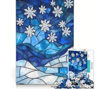 Rompecabezas para Adultos 1000 Rompecabezas de vidrieras de Invierno Juegos Divertidos Entrena tu Cerebro y Tus Manos fortalece el Amor Entre Parejas 38x52cm