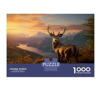 Rompecabezas para Adultos 1000 Rompecabezas Deer in Mountain Sunset Landscape Rompecabezas para Adultos Juego Práctico para La Diversión Familiar Regalos Y Cumpleaños Únicos 70x50cm/1000pcs