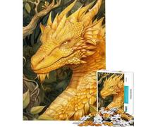 Rompecabezas para Adultos 1000 Rompecabezas Dragón Amarillo Desafío Educativo Arte Mural Juego práctico para Mayores de 14 años Juego de Rompecabezas ofrecido (38x26cm)