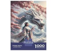 Rompecabezas para Adultos 1000 Rompecabezas Dragon and Cherry Blossom Fantasy Rompecabezas para Adultos Juego Práctico para La Diversión Familiar Regalos Y Cumpleaños Únicos 52x38cm/1000pcs