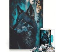 Rompecabezas para Adultos 1000 Rompecabezas El Lobo mira en el Bosque Juego práctico para divertirse en Familia para Mejorar el Amor Entre Parejas 38x52cm