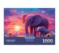 Rompecabezas para Adultos 1000 Rompecabezas Elephant Family Garden Sunset Rompecabezas para Adultos Juegos De Relajación Corte De Precisión Regalos Y Cumpleaños Únicos 38x26cm/1000pcs