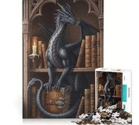 Rompecabezas para Adultos, 1000 Rompecabezas, estantería de Dragones, Animales, Juego práctico, Carrera de Velocidad Manual, cumpleaños y Navidad 38x52cm