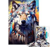 Rompecabezas para Adultos 1000 Rompecabezas Estilo Bohemio Espiritual Lobo Actividades Divertidas para Hacer en casa Juegos Familiares para aliviar el estrés para Mayores de 14 años (50x75cm)