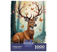Rompecabezas para Adultos 1000 Rompecabezas Fantasy Deer with Flowers Rompecabezas para Adultos Juguete Decoración De Pared Aliviador De Estrés Regalos Y Cumpleaños Únicos 52x38cm/1000pcs