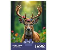 Rompecabezas para Adultos 1000 Rompecabezas Floral Antlered Deer in Forest Rompecabezas para Adultos Juegos De Relajación Corte De Precisión Regalos Y Cumpleaños Únicos 52x38cm/1000pcs