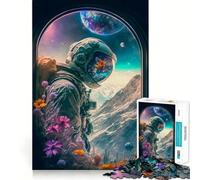 Rompecabezas para Adultos 1000 Rompecabezas Flores DE ASTRONAUTAS Arte de Corte Exacto Juego Divertido para concentrarse Juego para Relajarse Decoración navideña para la Pared (38x52cm)