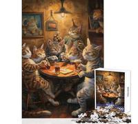 Rompecabezas para Adultos 1000 Rompecabezas Gatos Cerveza en una Taberna Juguete Educativo Regalos para Mujeres Hombres Juegos relajantes Ayuda al Cerebro Ejercicio Tamaño 50x75cm